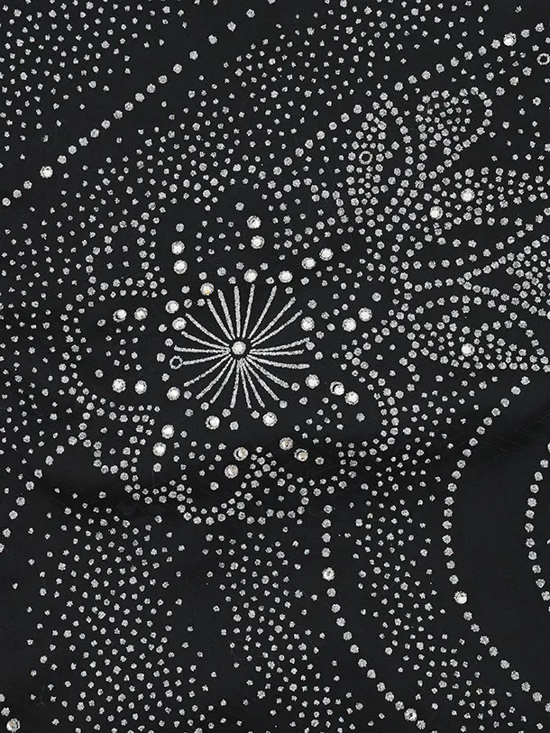 女児産着 お宮参りレンタル2983【正絹】伝産京友禅  黒地ラインストーン