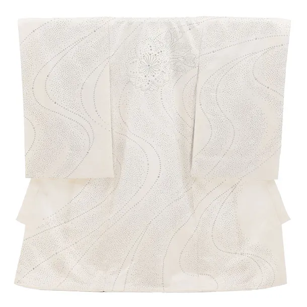 女児産着 お宮参りレンタル2984【正絹】伝産京友禅  白地ラインストーン