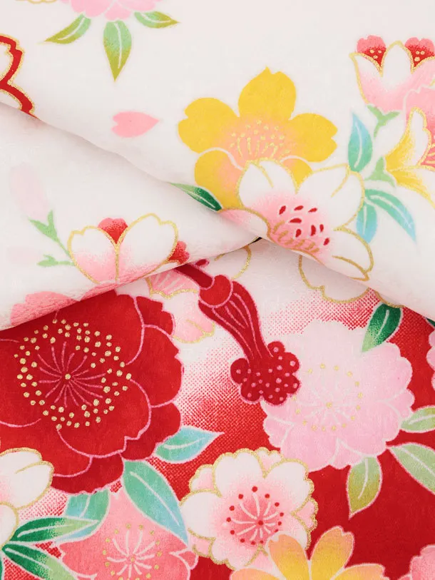 女児産着 お宮参りレンタル2988【正絹】 白地裾赤 鞠に花づくし