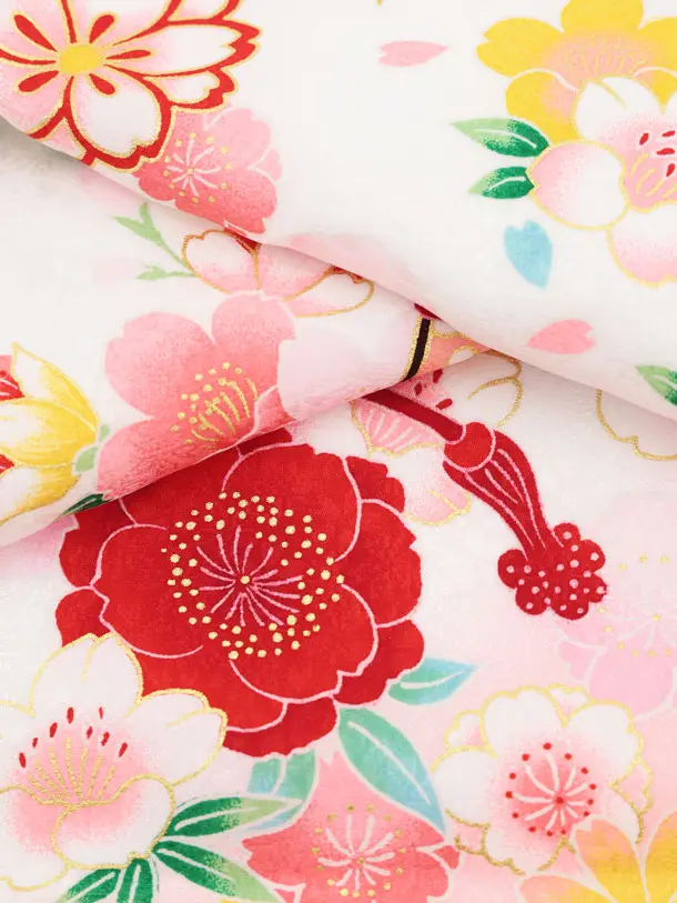 女児産着 お宮参りレンタル2989【正絹】 白地裾ピンク 鞠に花づくし