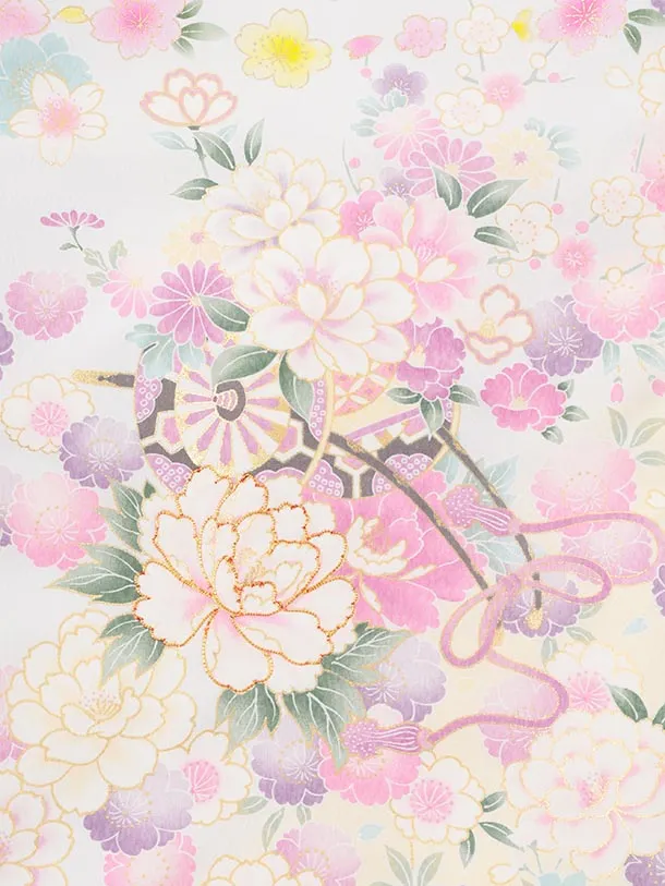 女児産着 お宮参りレンタル2999 薄パープル 花車に桜