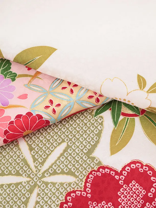 女児産着 お宮参りレンタルR050 【正絹】白地 桜にまり