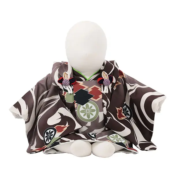 男児【100日～１歳用】0167 ベージュブラウン/松皮菱に丸紋/セパレート