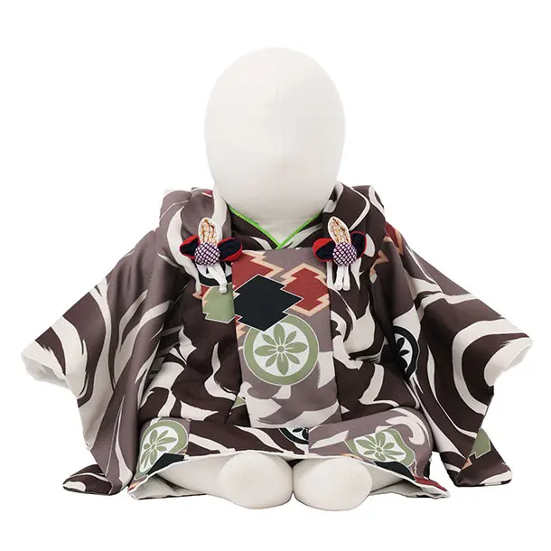 男児【100日～１歳用】0167 ベージュブラウン/松皮菱に丸紋/セパレート