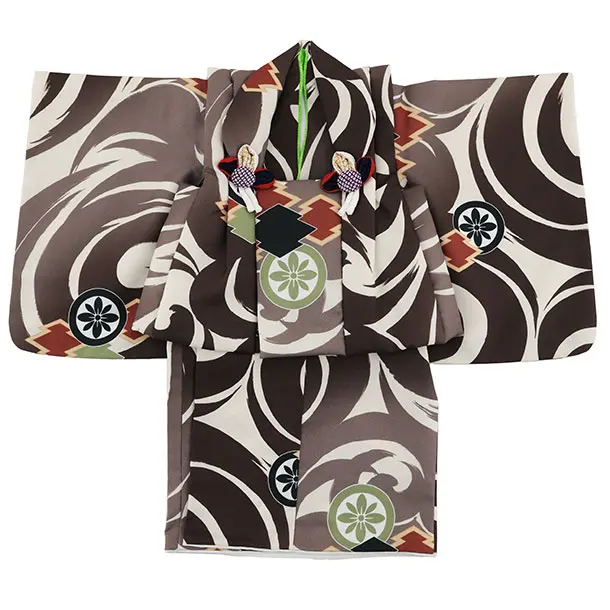 男児【100日～１歳用】0167 ベージュブラウン/松皮菱に丸紋/セパレート