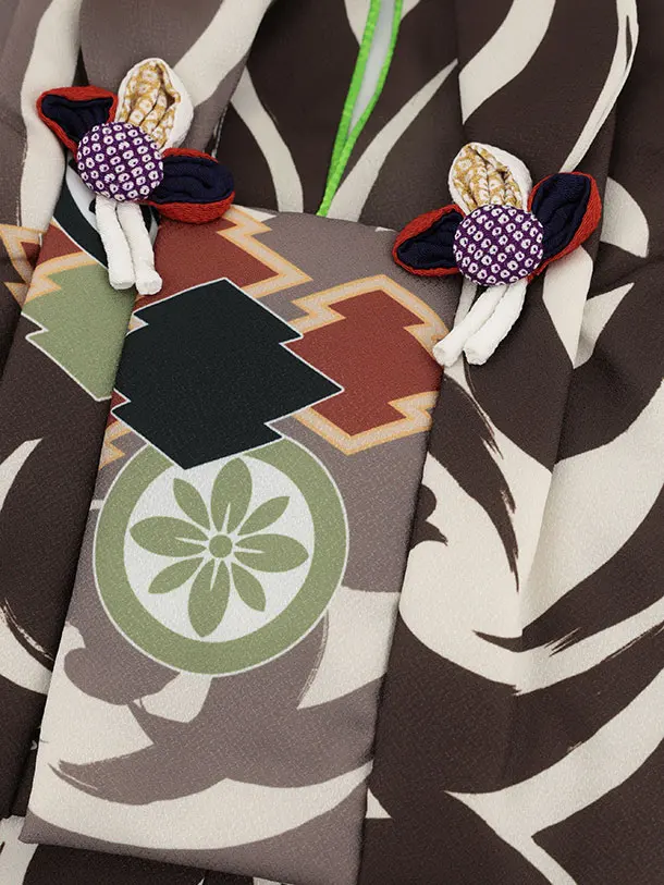 男児【100日～１歳用】0167 ベージュブラウン/松皮菱に丸紋/セパレート