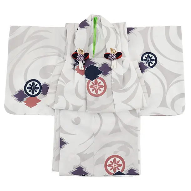 男児【100日～１歳用】0168 白ｸﾞﾚｰ/松皮菱に丸紋/セパレート