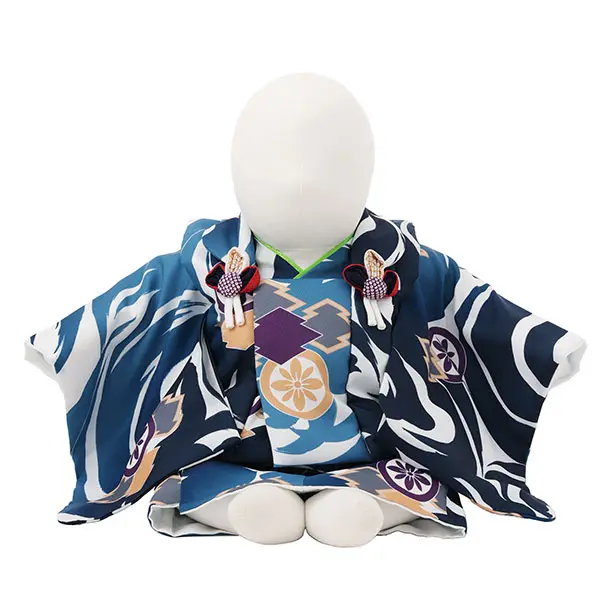 男児【100日～１歳用】0169 白青/松皮菱に丸紋/セパレート