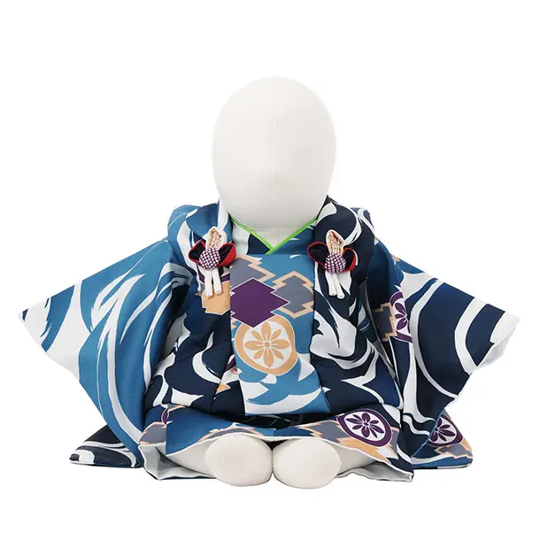 男児【100日～１歳用】0169 白青/松皮菱に丸紋/セパレート