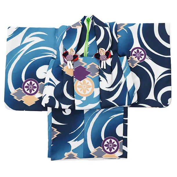 男児【100日～１歳用】0169 白青/松皮菱に丸紋/セパレート