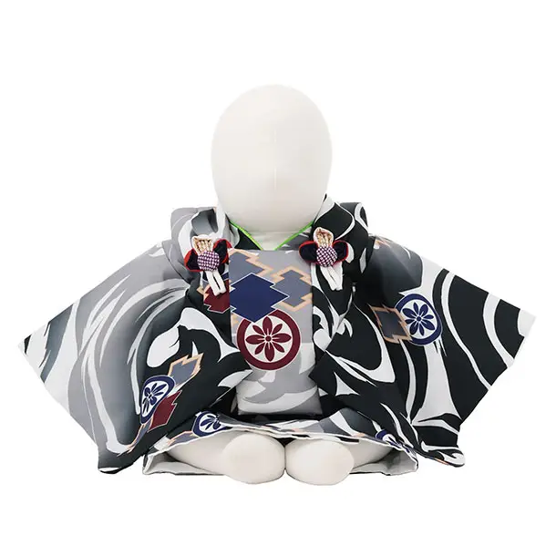 男児【100日～１歳用】0170 白黒/松皮菱に丸紋/セパレート