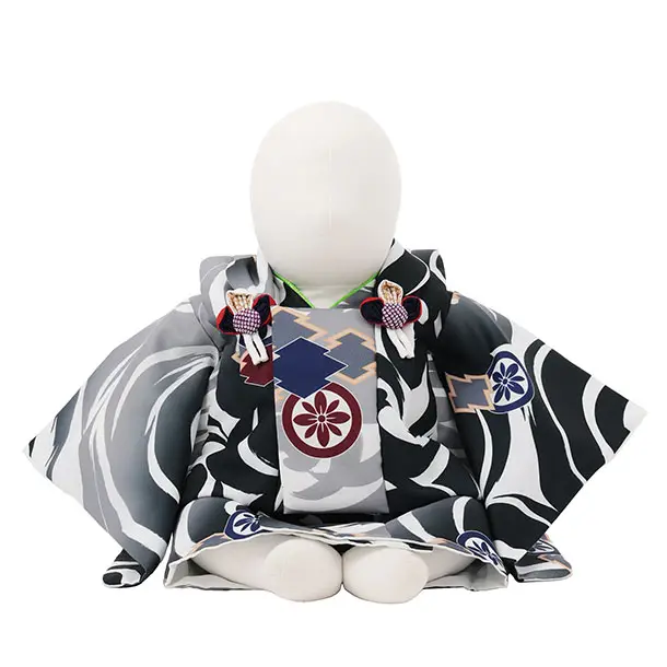 男児【100日～１歳用】0170 白黒/松皮菱に丸紋/セパレート