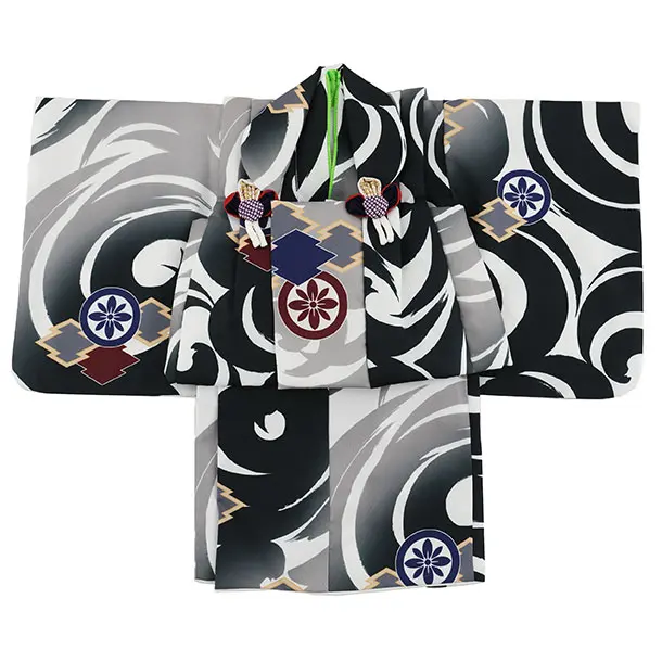 男児【100日～１歳用】0170 白黒/松皮菱に丸紋/セパレート