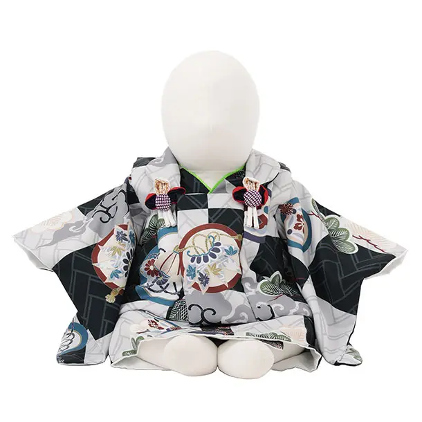 男児【100日～１歳用】0171 グレー/松に丸紋/セパレート