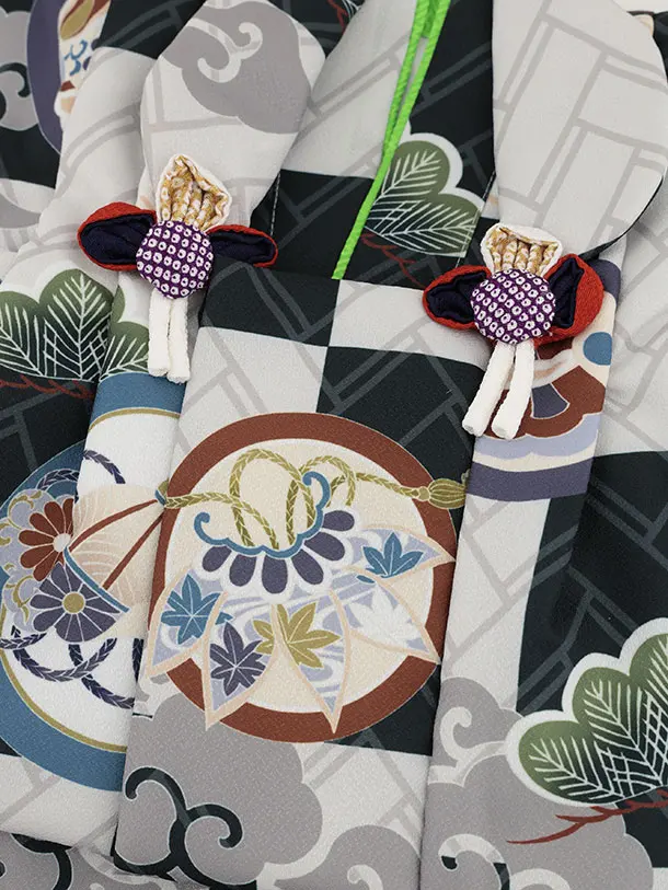 男児【100日～１歳用】0171 グレー/松に丸紋/セパレート