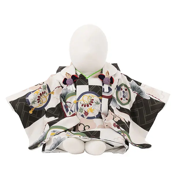 男児【100日～１歳用】0172 カーキ/松に丸紋/セパレート