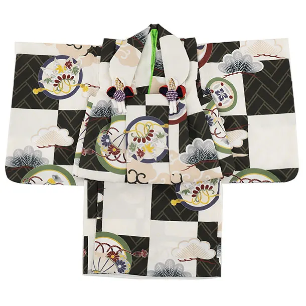 男児【100日～１歳用】0172 カーキ/松に丸紋/セパレート