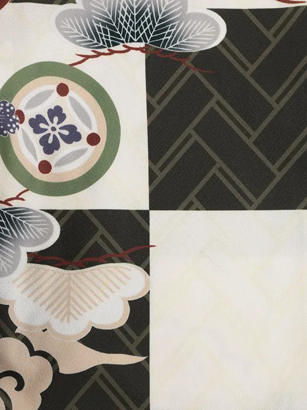 男児【100日～１歳用】0172 カーキ/松に丸紋/セパレート