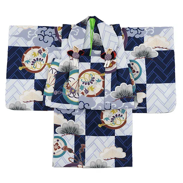 男児【100日～１歳用】0173 水色/松に丸紋/セパレート