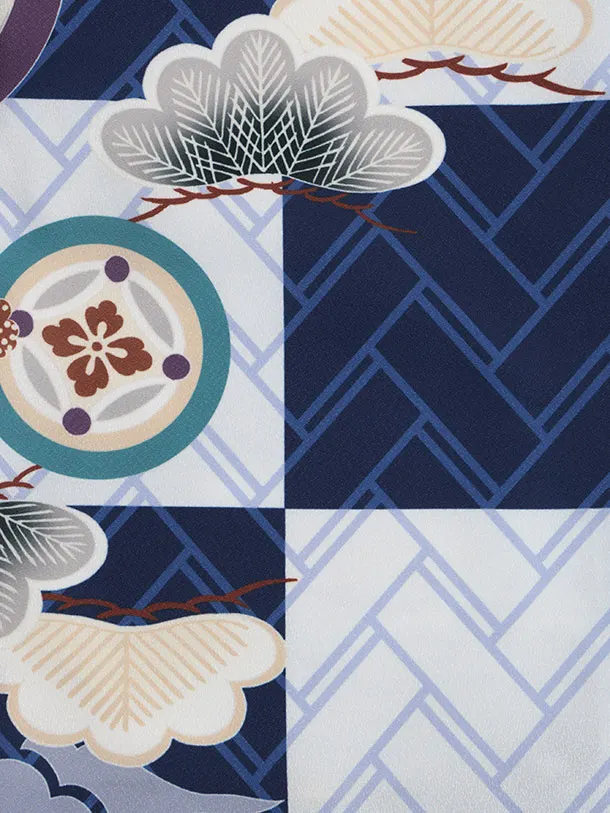 男児【100日～１歳用】0173 水色/松に丸紋/セパレート