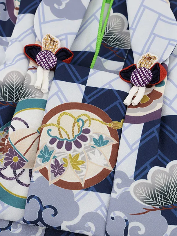 男児【100日～１歳用】0173 水色/松に丸紋/セパレート