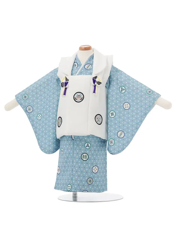 男児【１歳前後】0179 白丸紋/水色丸紋/セパレート