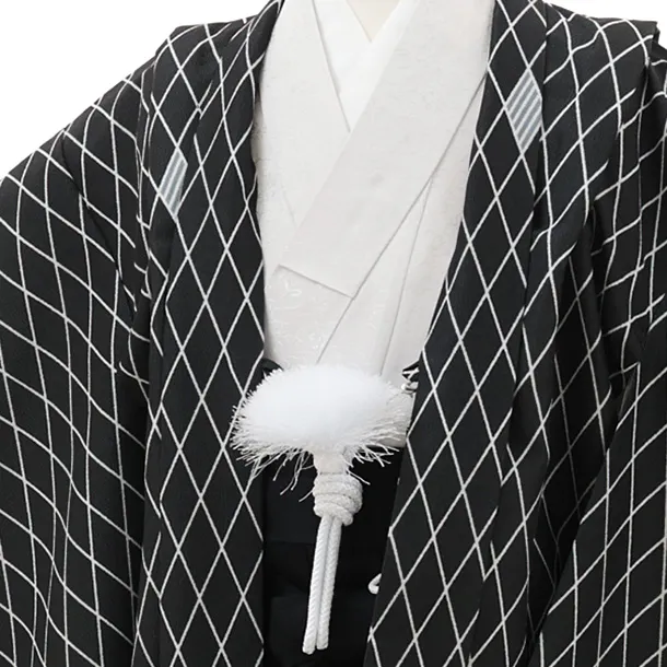 かんたん七五三(7歳男袴)0870 黒地 菱×黒