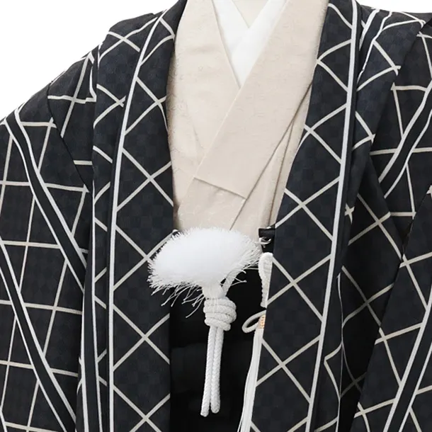 かんたん七五三(7歳男袴)0871 黒地 幾何学×黒