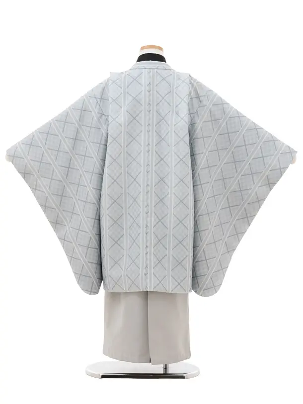 かんたん七五三(7歳男袴)0873 グレー幾何学×グレー