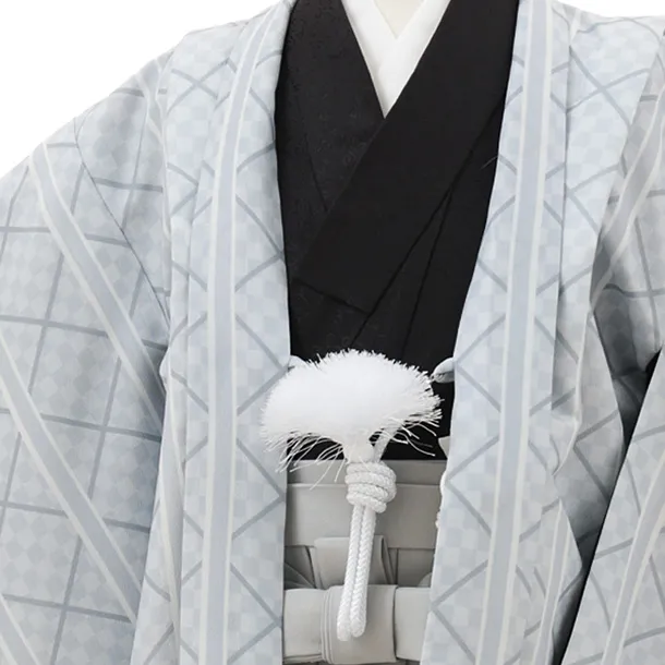 かんたん七五三(7歳男袴)0873 グレー幾何学×グレー