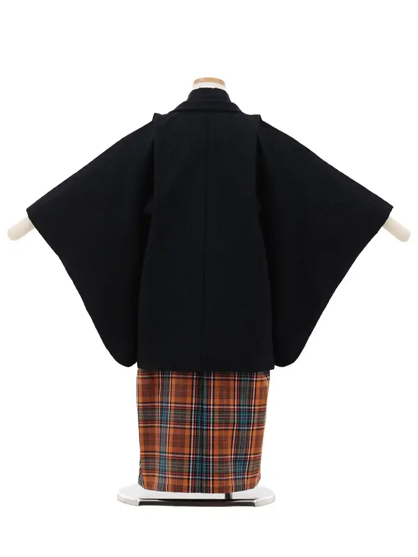 かんたん七五三(7歳男袴)0877 濃紺×金茶チェック