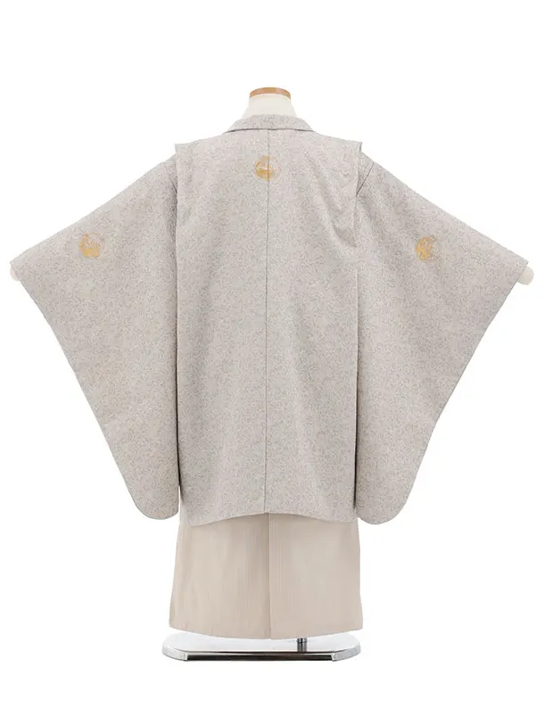 かんたん七五三(7歳男袴)0879 ベージュ紋付xベージュストライプ