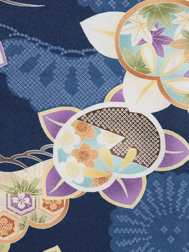 七五三レンタル(2歳男児被布)O235 オフ白ぼかし×紺 松橘