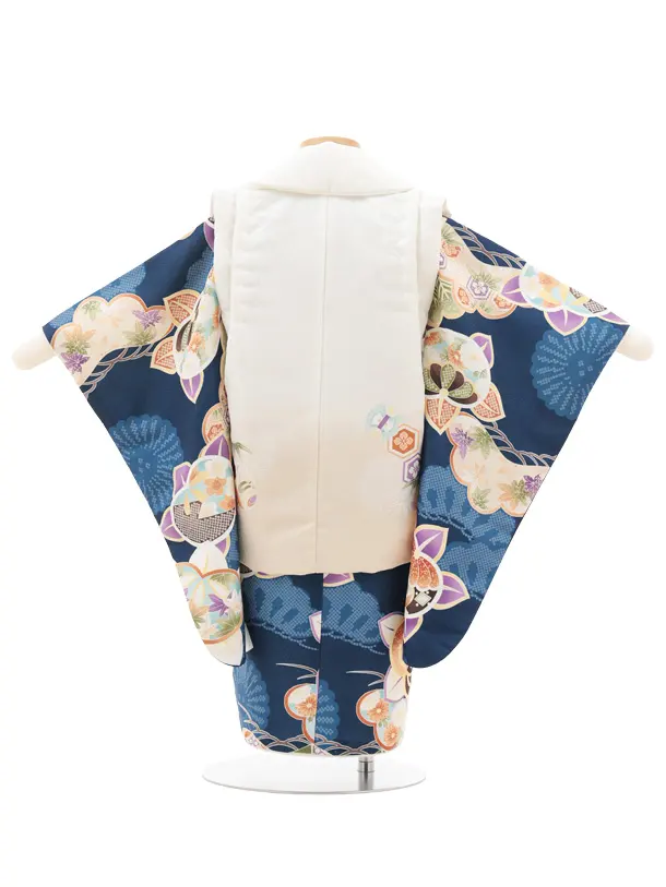 七五三レンタル(2歳男児被布)O237 オフ白ぼかし×紺 松橘