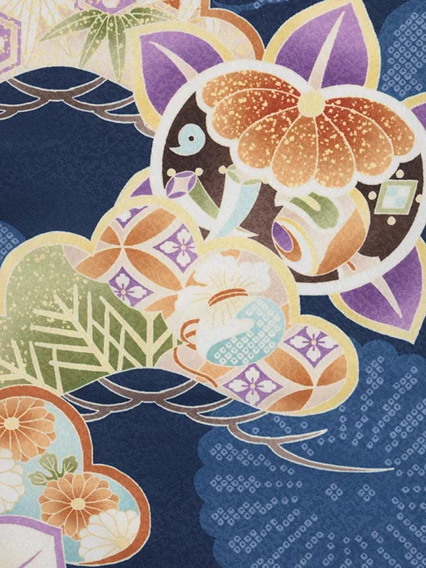 七五三レンタル(2歳男児被布)O237 オフ白ぼかし×紺 松橘