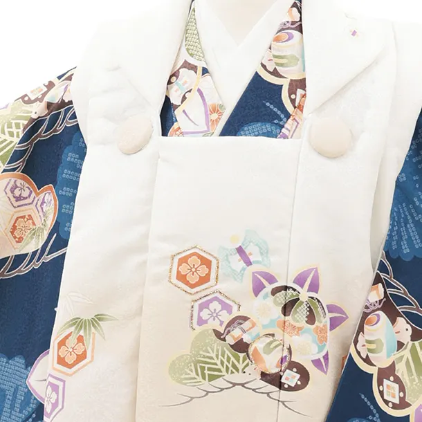 七五三レンタル(2歳男児被布)O238 オフ白ぼかし×紺 松橘