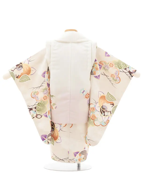 七五三レンタル(2歳男児被布)O253 オフ白 薄パープルぼかし×ベージュ松橘