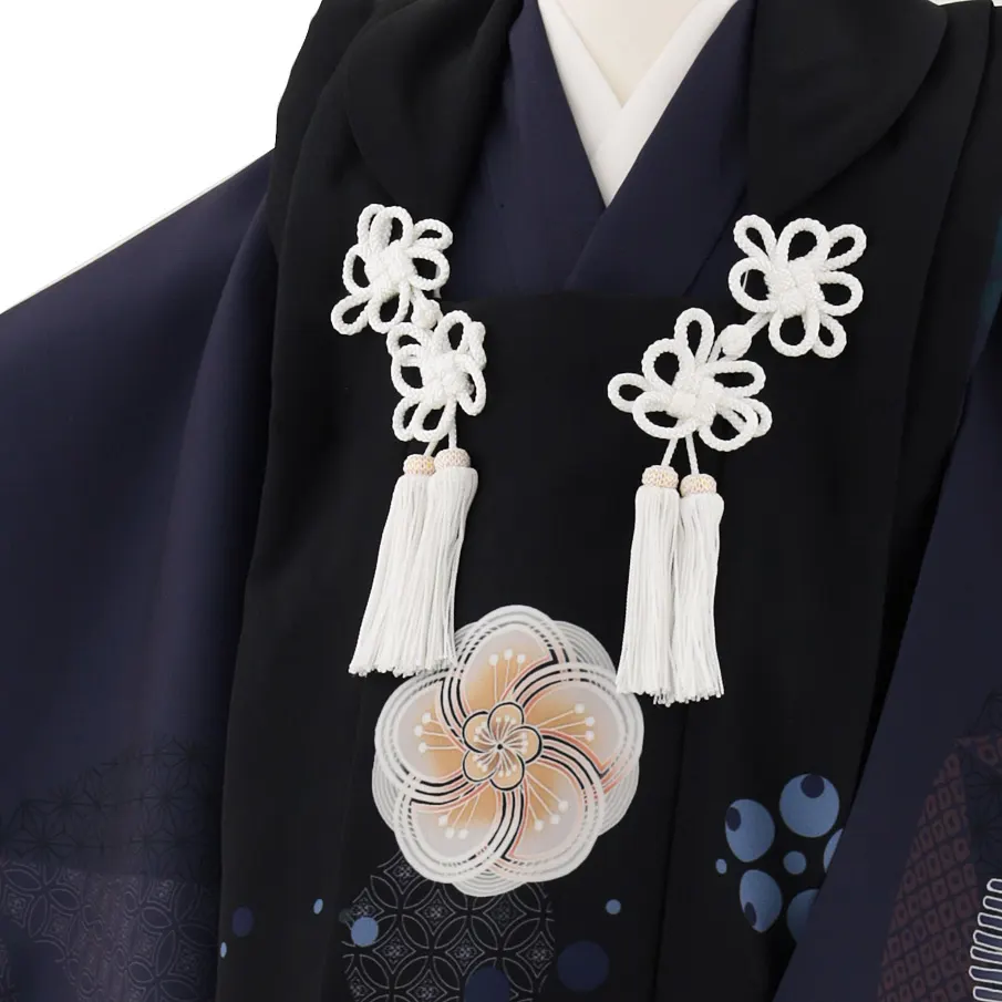 七五三レンタル(3歳男児被布)W451 黒×パープルねじり梅