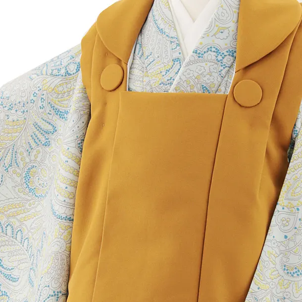 七五三レンタル(3歳男児被布)W461 キャメルブラウン×水色変わり柄