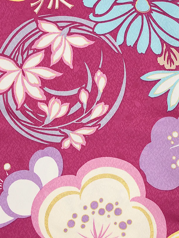 七五三レンタル(3歳男児被布)W463 グレージュ七宝×チェリーピンク梅菊