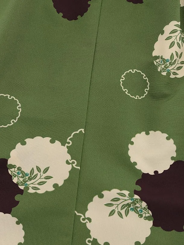 かんたん(3.4歳男児袴)W472 ラフィネココ グリーン雪輪×ブラウン