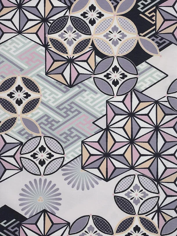 七五三レンタル(3歳男児被布)W482 紺×ベージュ七宝変わり柄