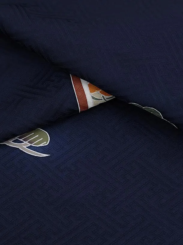 七五三レンタル(3歳男児被布)W552【正絹】金茶矢羽根×紺地 吉祥文様