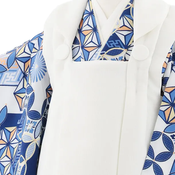 七五三レンタル(3歳男児被布)W583 オフホワイト×白地 七宝変わり柄