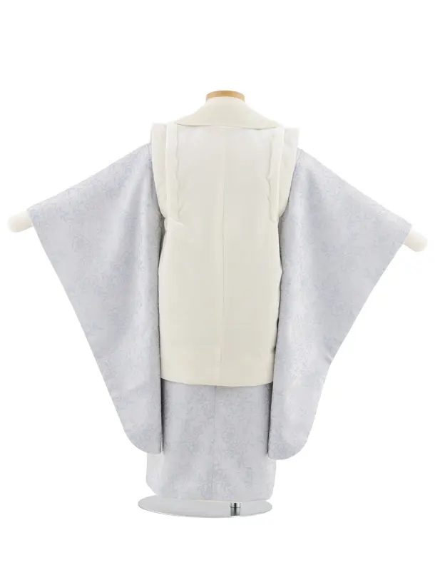 七五三レンタル(3歳男児被布)W591 オフ白ベルベット×グレージュ小花