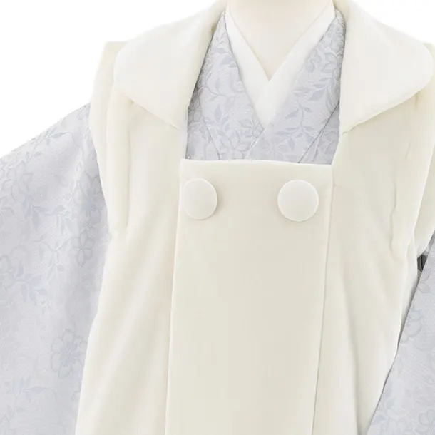 七五三レンタル(3歳男児被布)W591 オフ白ベルベット×グレージュ小花