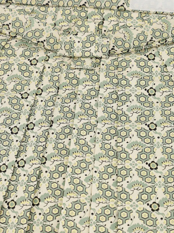 かんたん七五三(3歳男袴)W596 白地松に亀甲鷹×ベージュグリーン