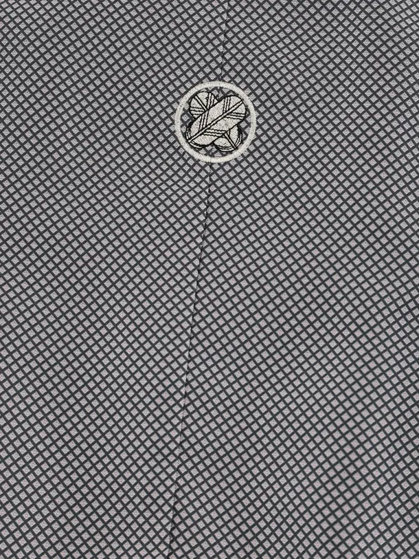 かんたん七五三(3歳男袴)W598 グレーパープル格子紋付×ベージュシルバー