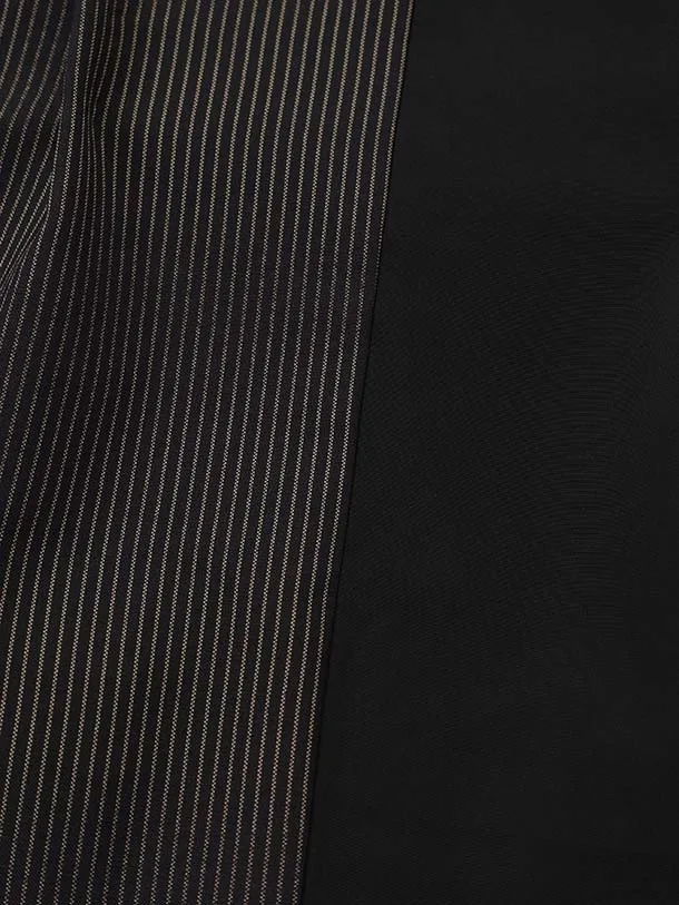 かんたん(3.4歳男児袴)W617 黒ストライプ 片身替り×ベージュラメ