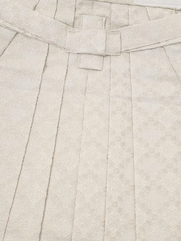 かんたん(3.4歳男児袴)W617 黒ストライプ 片身替り×ベージュラメ